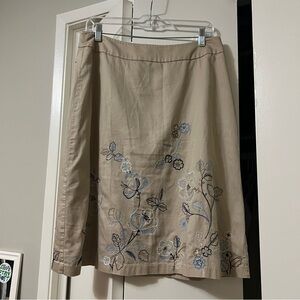 Vintage flower embroidered midi skirt